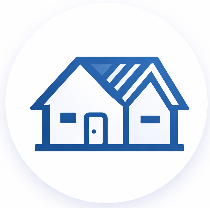 Residential house icon representing roofing services and home protection by Precise Roofing Solutions.
