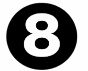 Number 8 in a bold, circular black background, symbolizing quality and precision in roofing services.