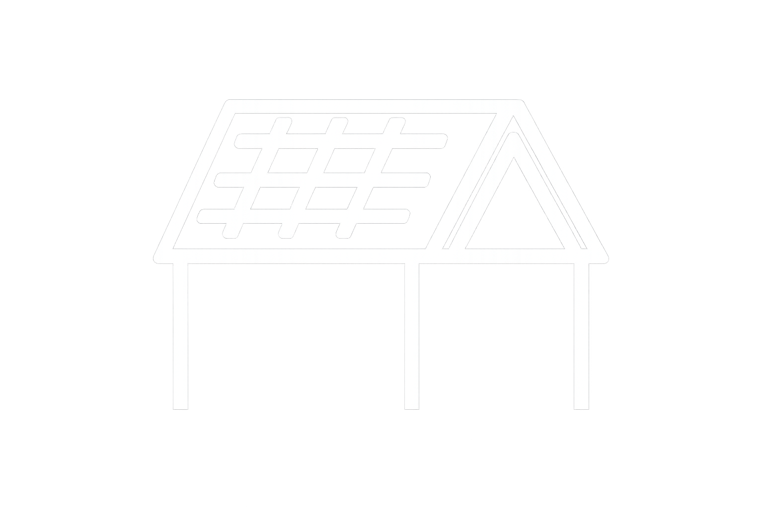 Neon outline of a house roof symbolizing residential roofing services, emphasizing quality installation and repair solutions by Precise Roofing Solutions.