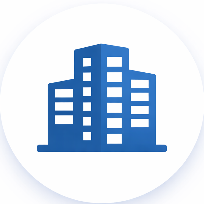 Iconic representation of a commercial building, symbolizing Precise Roofing Solutions' expertise in commercial roofing services and solutions.
